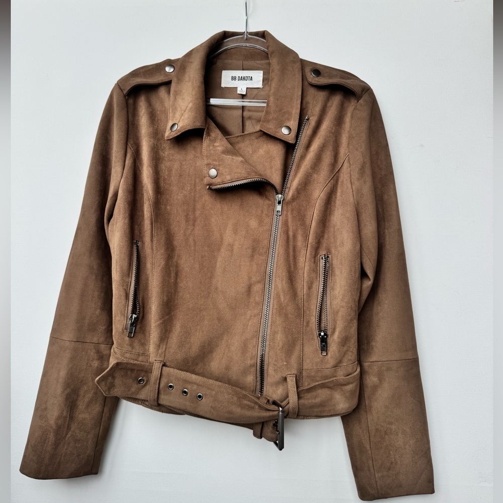 BB Dakota, Not Your Baby Heavy Faux Suede Moto Jacket, Size L